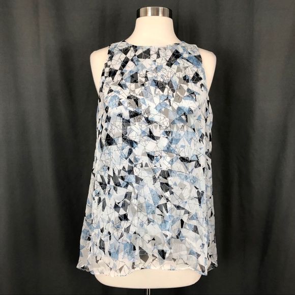 Vince Camuto Tops - VINCE CAMUTO Blue Broken Prism Hi-Lo Layered Tank
